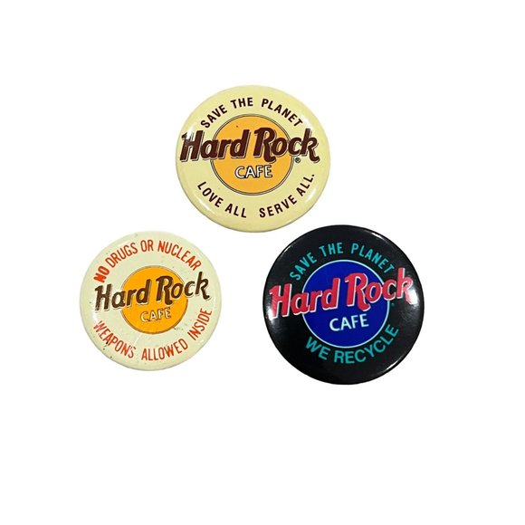 Hard Rock Cafe HRC Pinback Pins Set of 3 - Picture 1 of 2